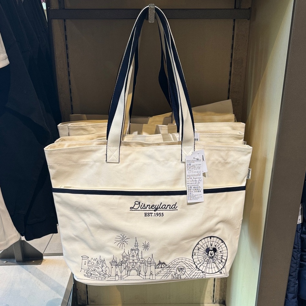 Disney Disneyland Resort Cream and Black Canvas Tote with Park Skyline